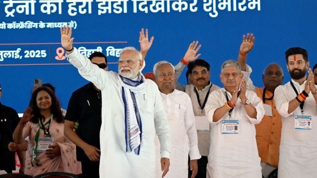 This is the first time since they allied in 1996 that the BJP and the JD(U) will contest an equal number of seats in the Assembly polls.