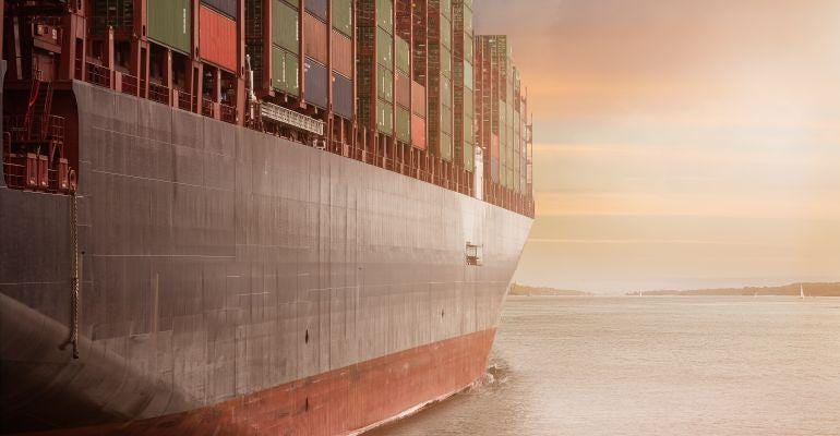 View of a containership at sea