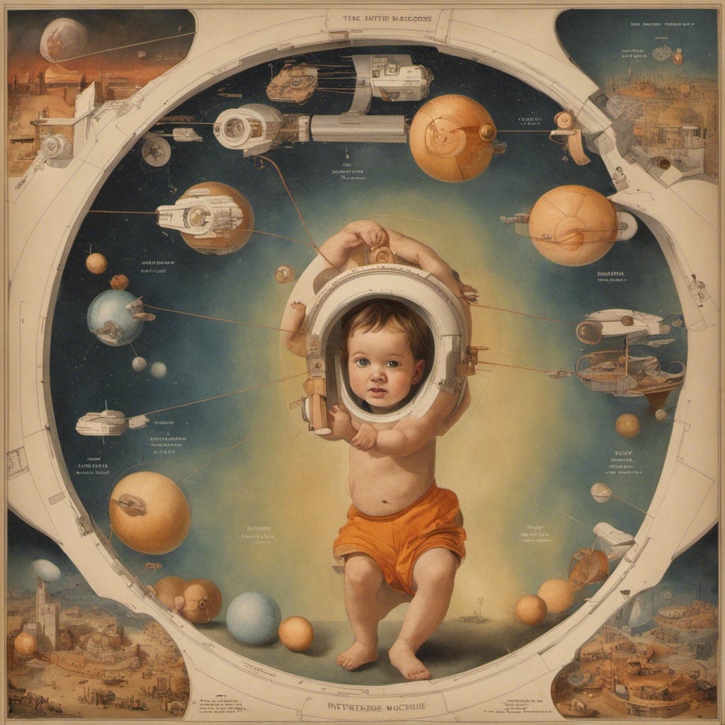 StableDiffusion (prompt « inifinite regress machine with a toddler (plus some style instructions StableDiffusion (prompt « inifinite regress machine with a toddler (plus some style instructions