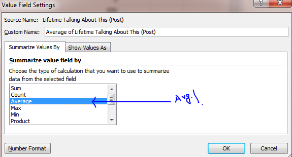 pivot table change the function from SUM to Average pivot table change the function from SUM to Average