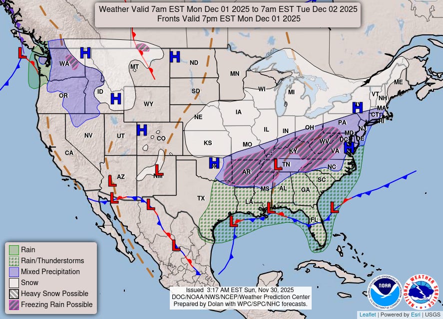 Active early winter pattern continues this week