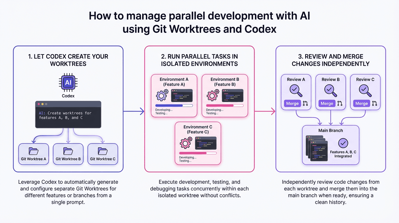 How to Manage Parallel Development with AI using Git Worktrees and Codex