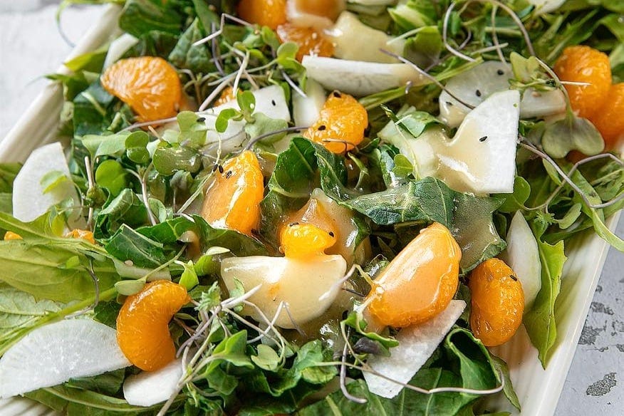 Bok-choy-and-daikon-salad-served