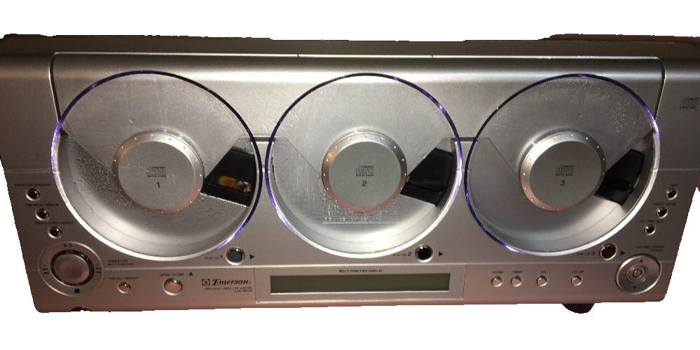 Emerson MS3105 Triple CD Player Linear 3 CD AM FM Wall Mount -Fixer Upper |  eBay