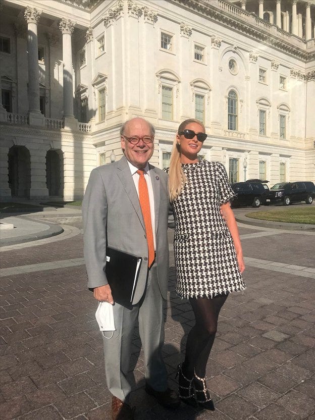Photo: Office of Congressman Steve Cohen / Wikimedia Commons (Public domain) You never know who you’ll see on Capitol Hill. @ParisHilton here to lobby on behalf of teens in congregate care settings, a bill which I will look into. Thanks for the advocacy!
