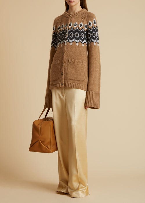 The Suzette Cardigan in Camel Multi