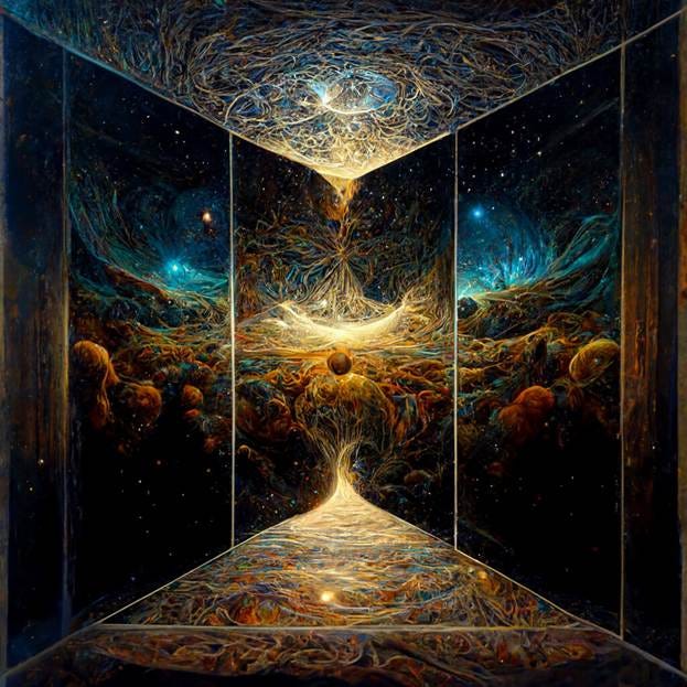 A painting of a tunnel with a light in the middle

AI-generated content may be incorrect.