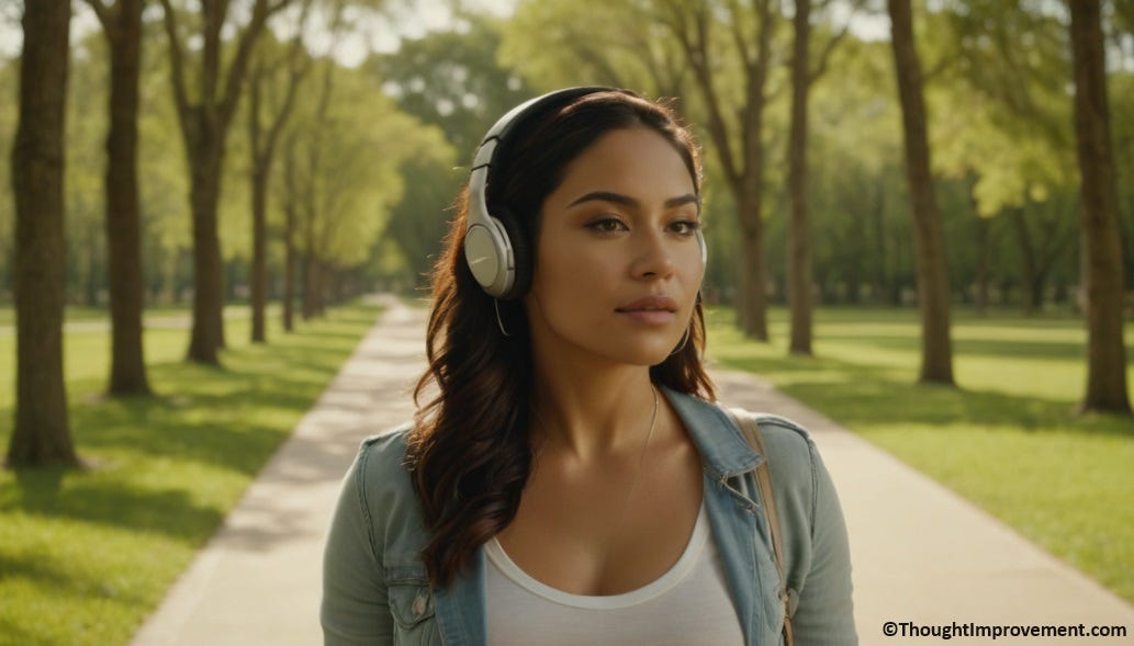 Walking while listening to audiobooks.