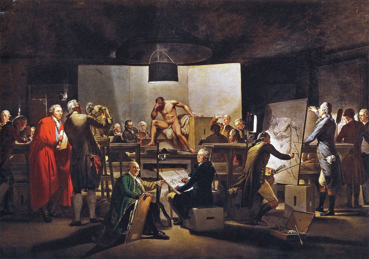 Martin Ferdinand Quadal, The life-drawing room of the Vienna Academy, 1787. Martin Ferdinand Quadal, The life-drawing room of the Vienna Academy, 1787.