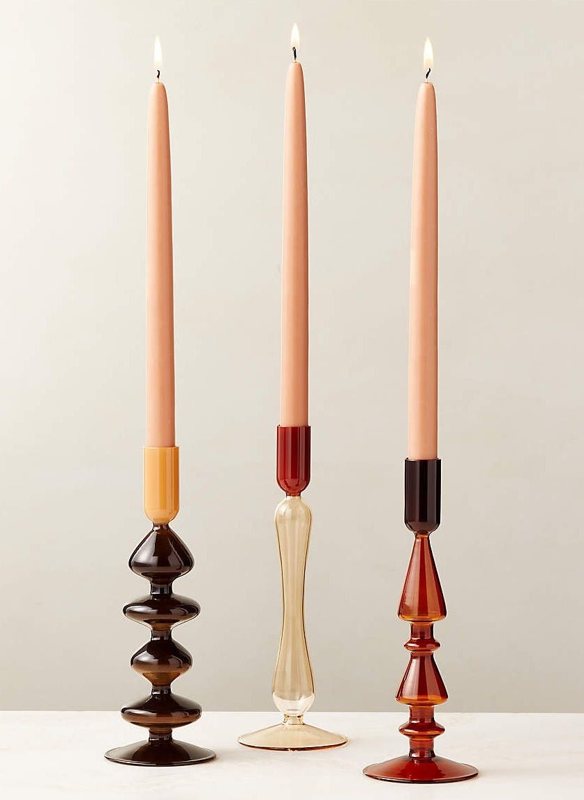 View Kava Warm Toned Glass Taper Candle Holders Set of 3 - image 1 of 8