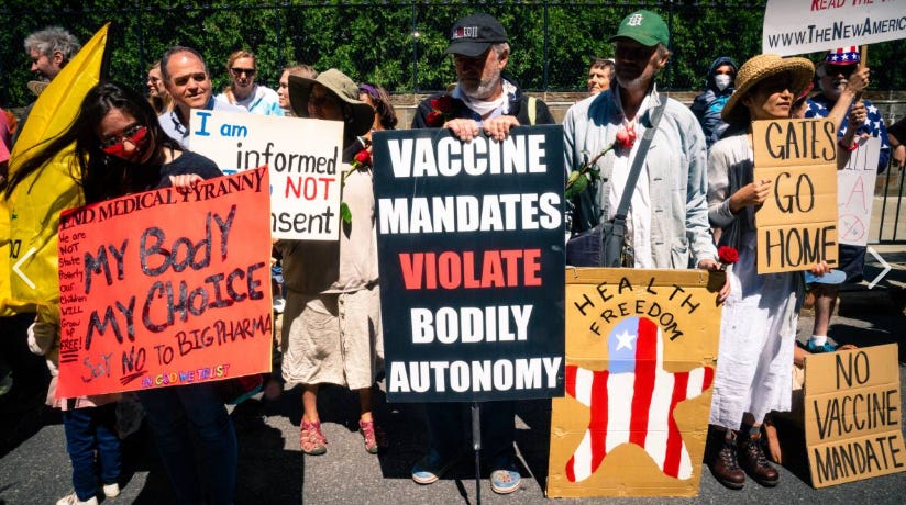 anti-vaccine protestors from 2021