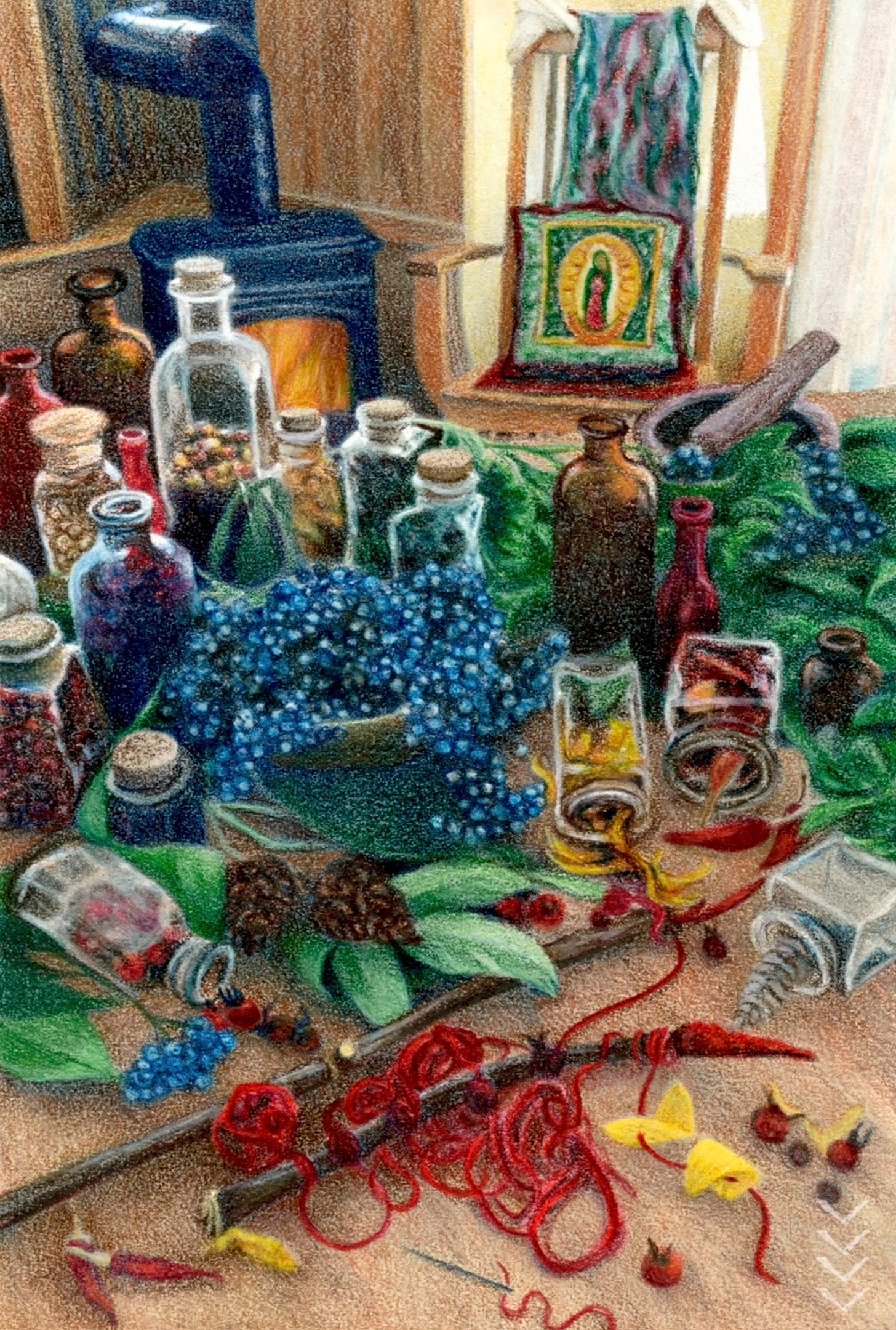 Elder / Four of Fire from the Herbcrafter’s Tarot. Art by JPC.