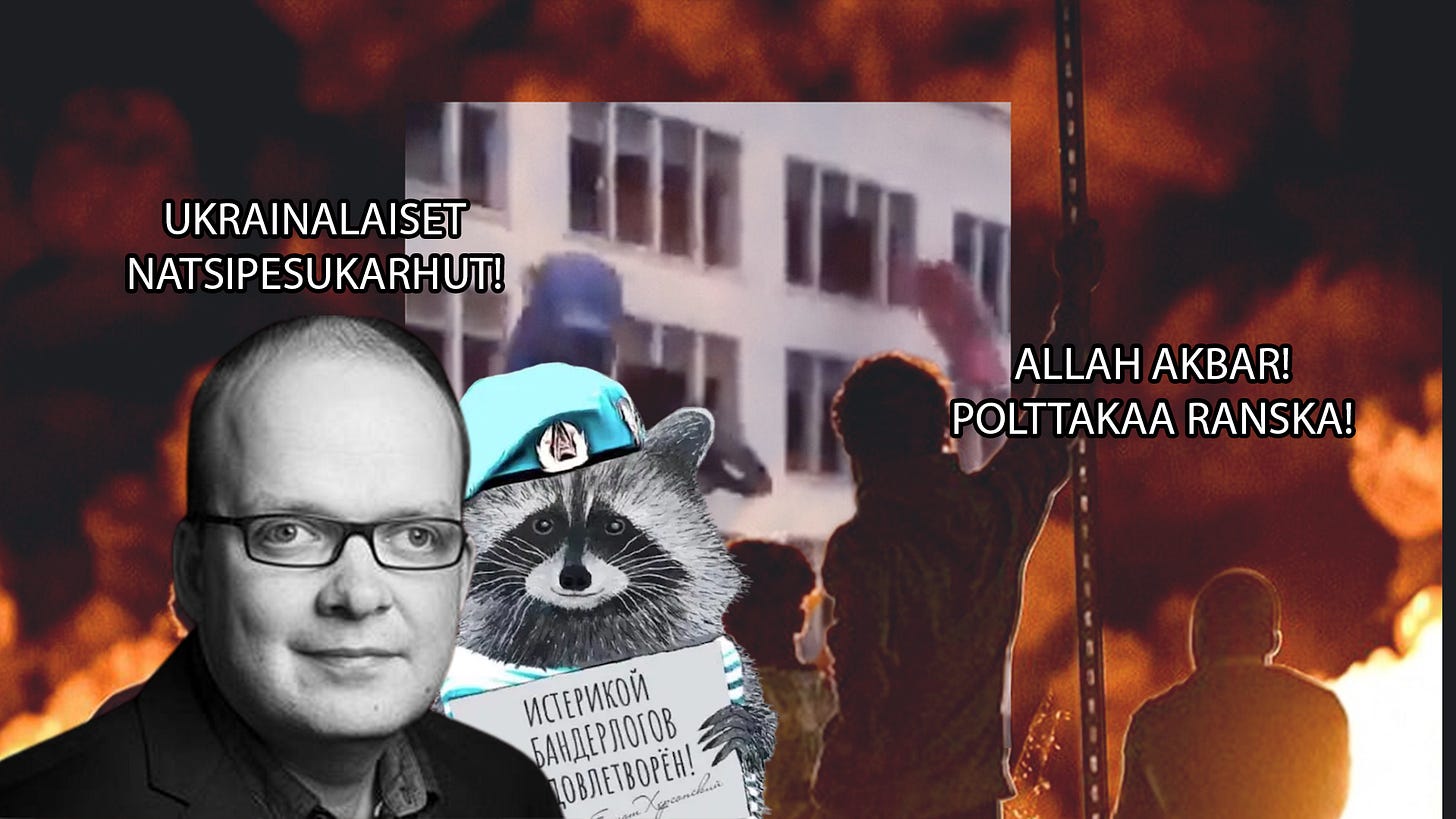 Suomalainen valtavirran lehdistö halusi yleisönsä keskittyvän “natsipesukarhuihin”, sen sijaan, että ihmiset näkevät mitä Ranskassa tapahtuu.