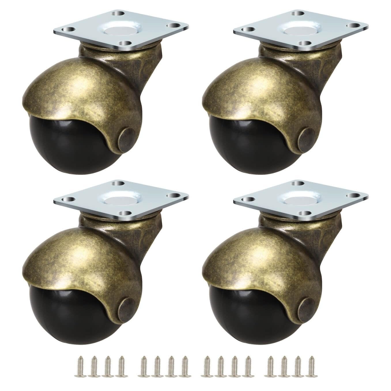 JGJC 1.5 inch Wheels for Furniture Casters Set of 4, Antique Brass Ball  Casters Table Wheels, Small Castor Wheels for Ottoman, Cabinet, Vintage  Swivel Plate Caster for Furniture : Amazon.sg: DIY and Tools