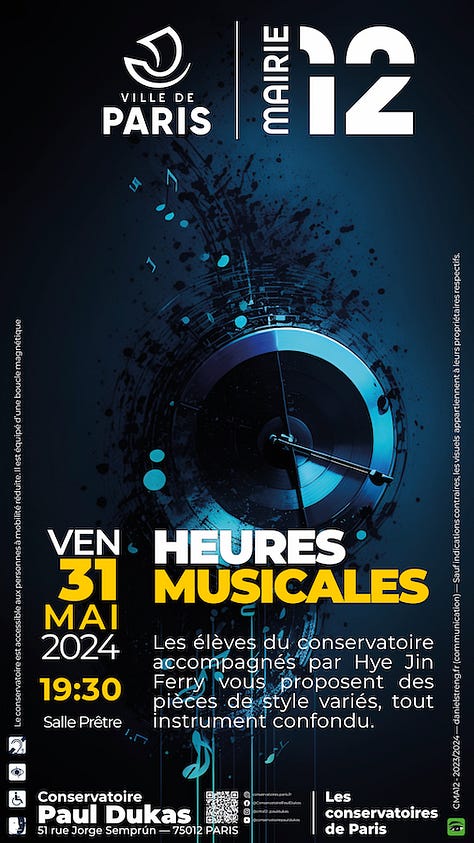 Évènements Musicaux organisés par le conservatoire entre le 15 mai et le 15 juin 2024