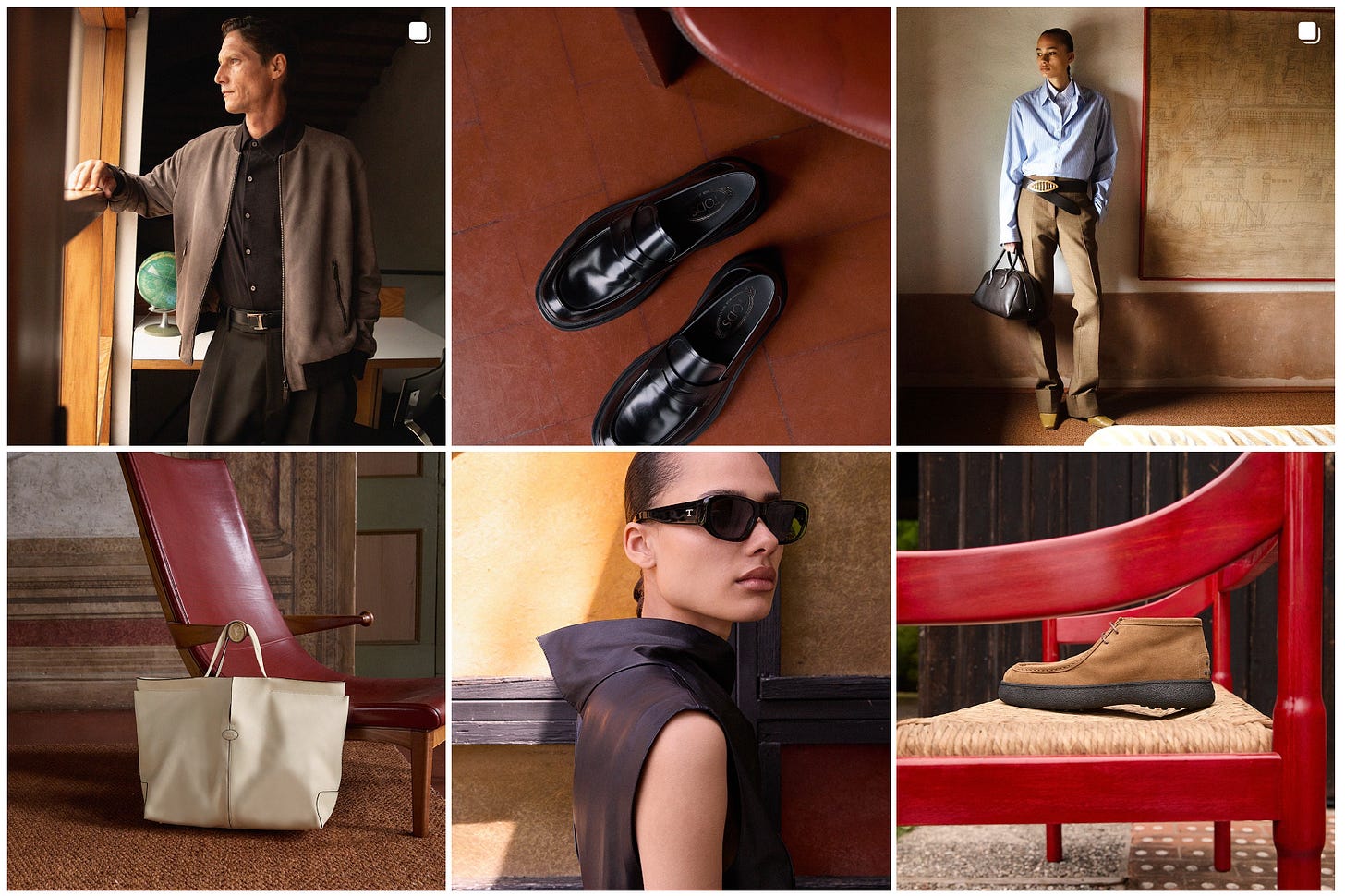 Screenshof of the @tods Instagram feed. Screenshof of the @tods Instagram feed.