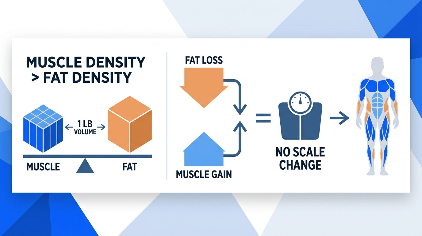 muscle density is greater than fat density