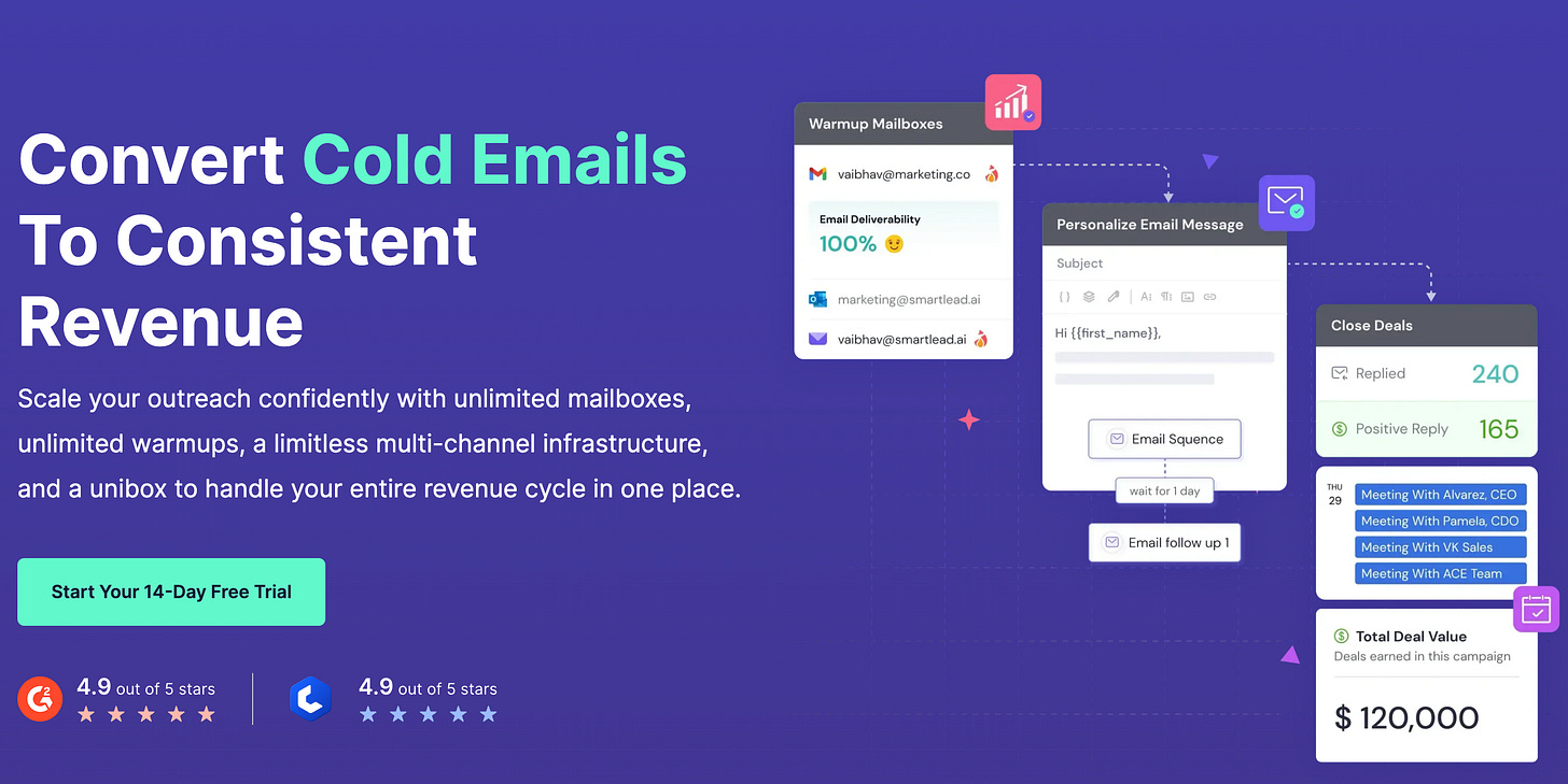 Smartlead landing page headline Smartlead landing page headline