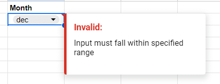 Invalid data warning