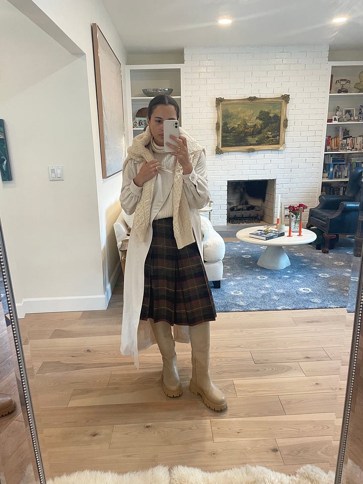 (L) Beige trench coat by DISSH (R) Purple opera coat by Spiegel