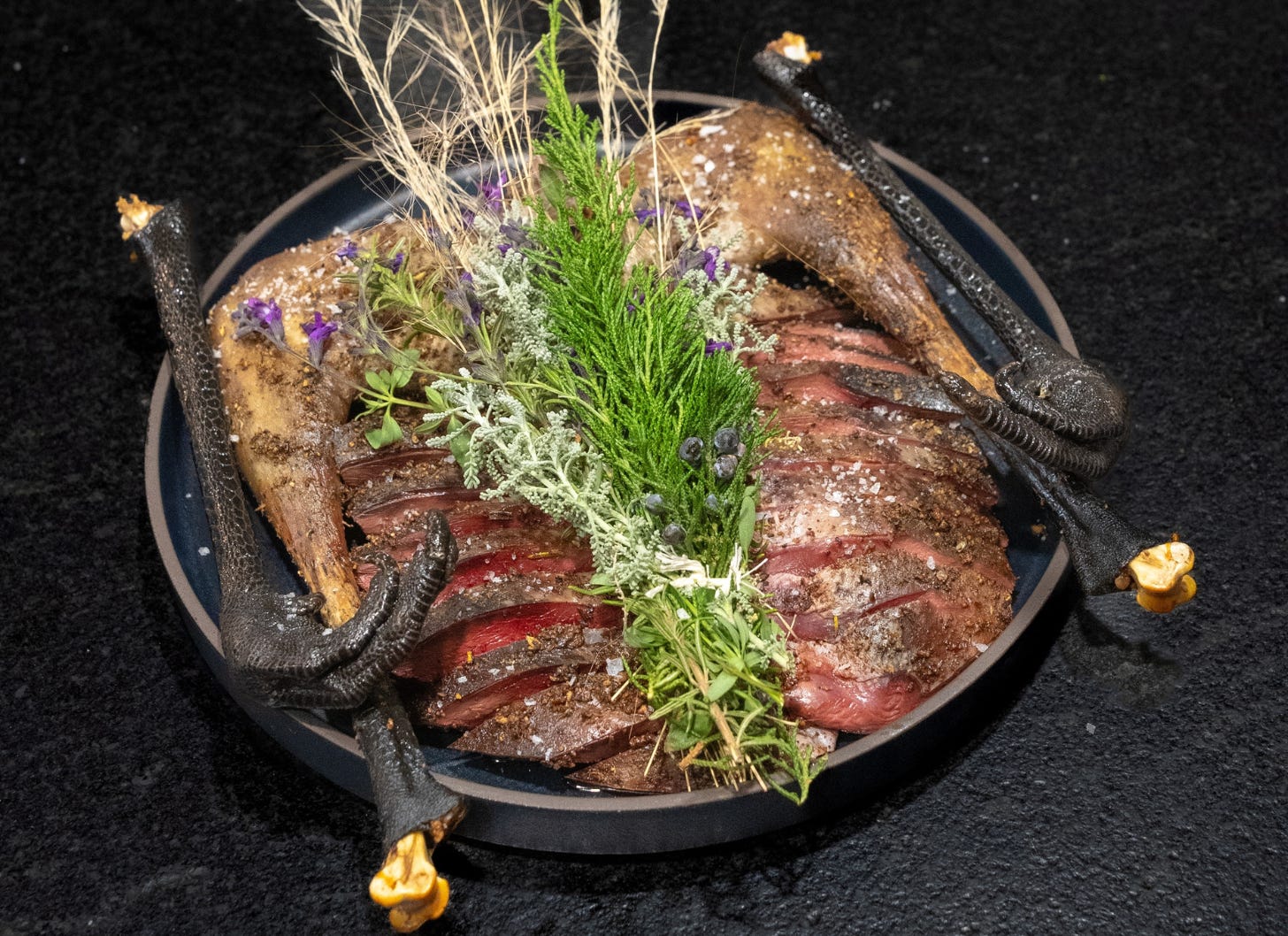 Sandhill crane recipe Texas - gourmet wild game crane breast with herbs - culinary hunting experience High Plains