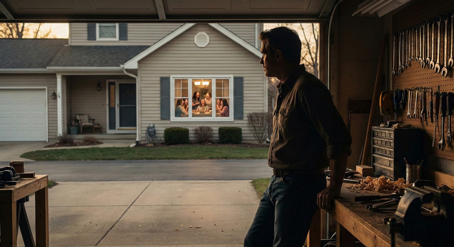 lonely man in a garage lonely man in a garage