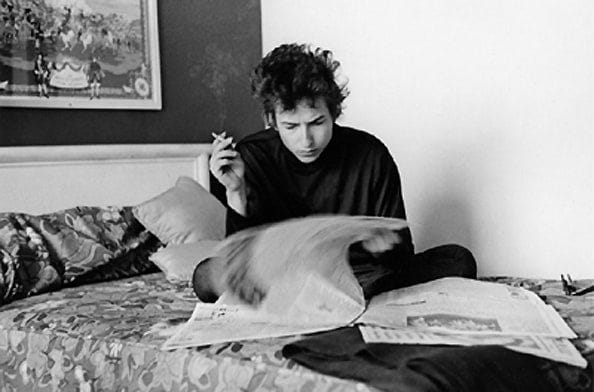 Bob Dylan Reading NY Herald Tribune, Woodstock, NY, 1964 Bob Dylan Reading NY Herald Tribune, Woodstock, NY, 1964
