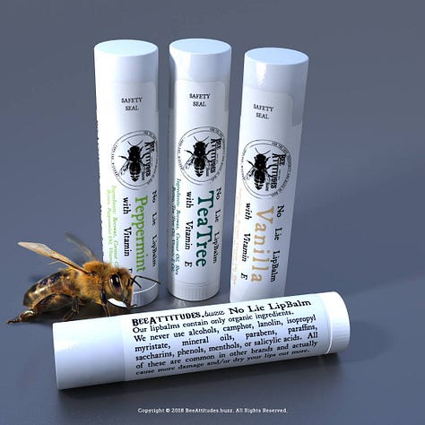 Created a 3d mockup for BeeAttitudes.buzz No Lie Lip Balm.