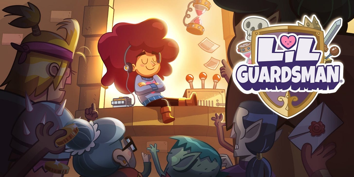 key art for Lil Guardsman featuring Lil ignoring various people trying to talk to her