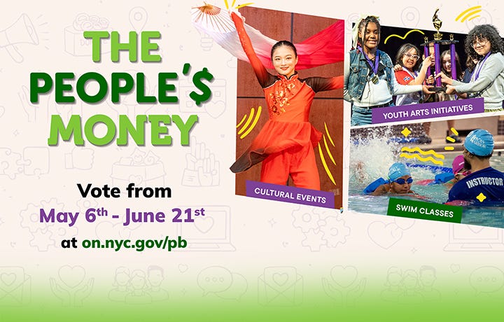 Graphic for The People’s Money vote phase, showing voting dates, website, and examples of funded project categories.
Graphic for The People’s Money vote phase, showing voting dates, website, and examples of funded project categories.