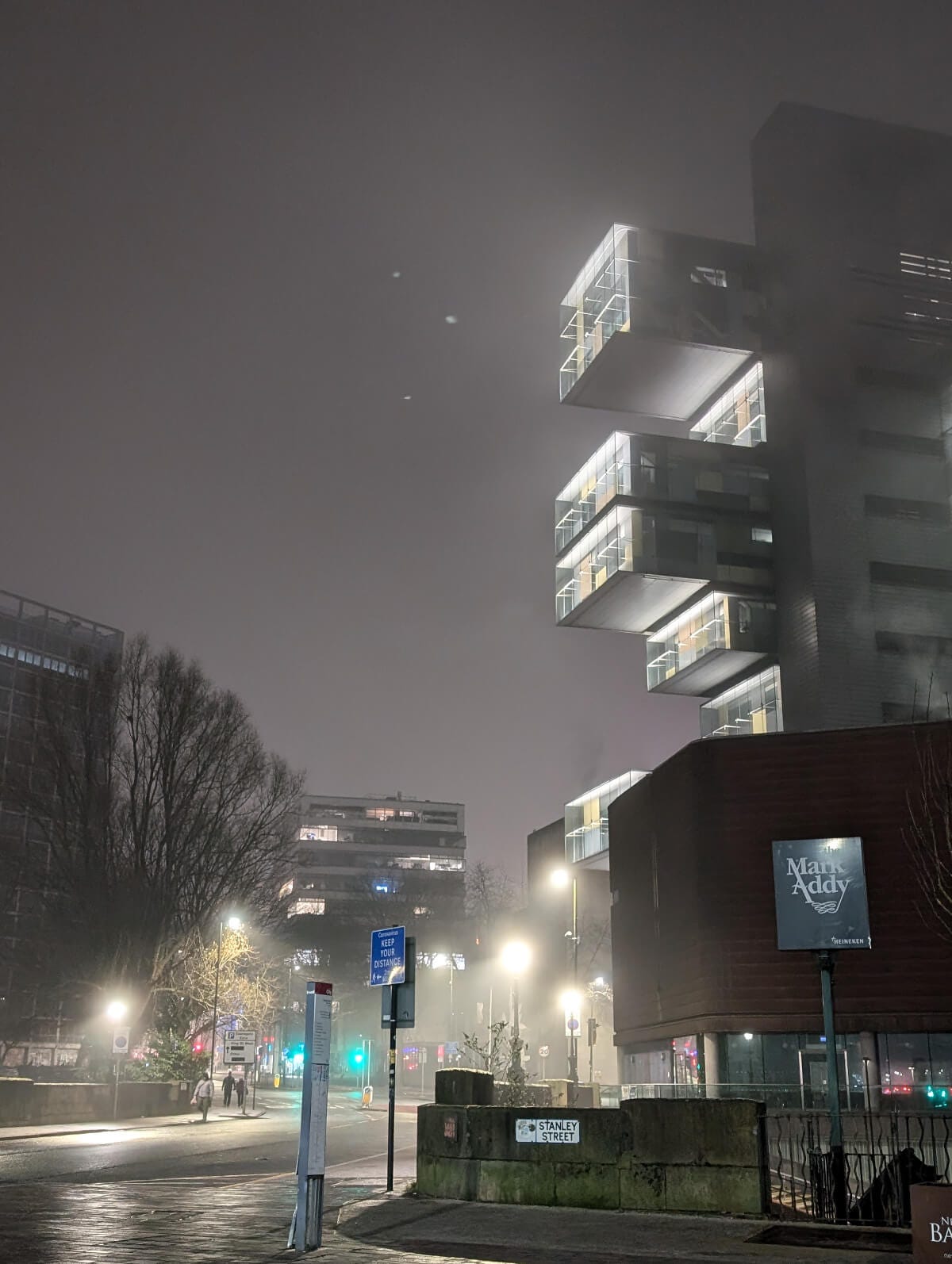 Foggy street in central Manchester