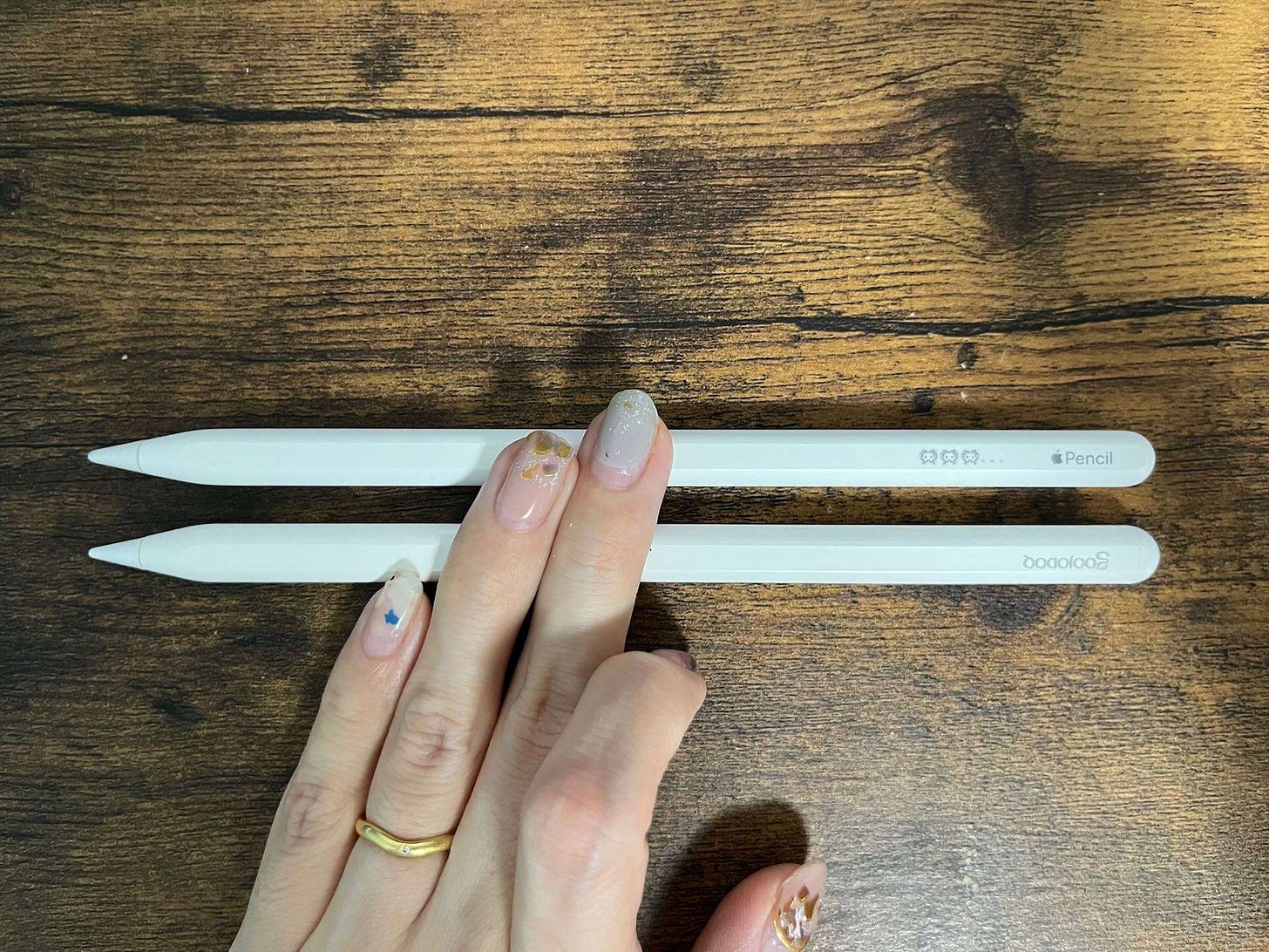 上：Apple Pencil/下：GOOJODOQ