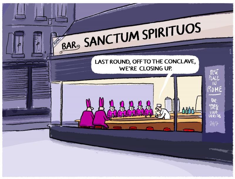 Liquor drinking Cardinals in the night before the conclave