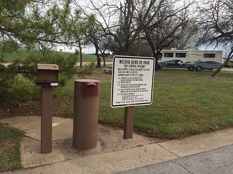 adventure travel Wichita Bend RV Park-$17 a night no facilities
