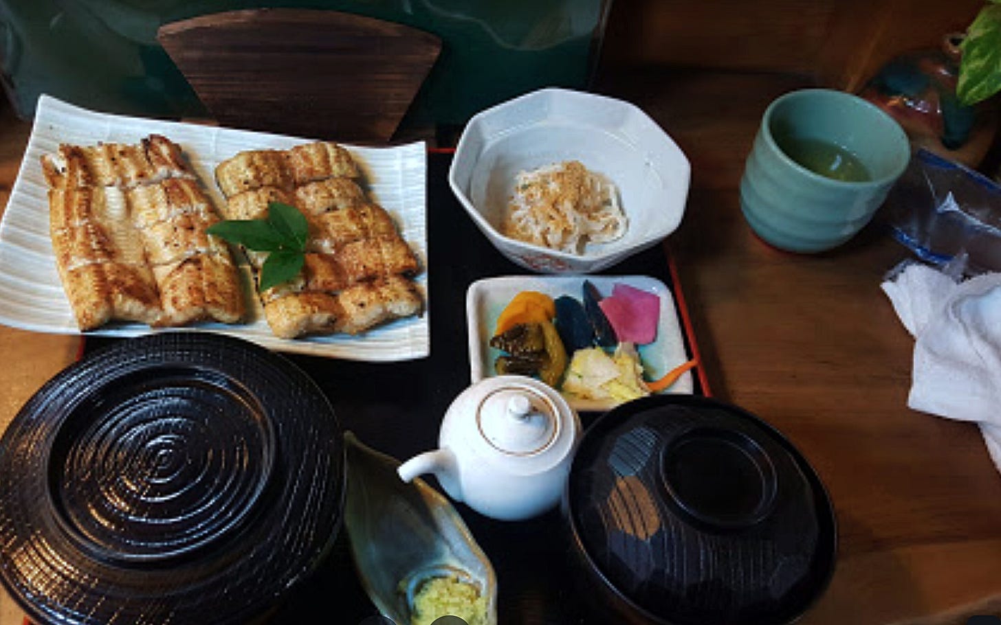 Fresh eel dinner at Ōkawaya