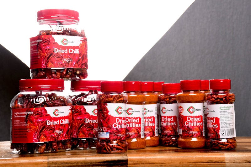 A selection of Mace Foods' packaged chilli products. A selection of Mace Foods' packaged chilli products.