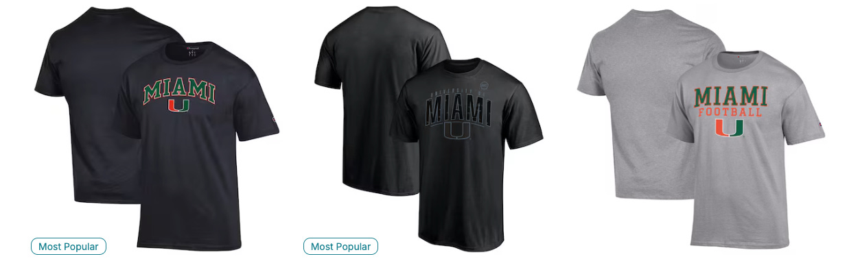 Shop the most popular Miami Hurricanes football t-shirts for fans, featuring official team colors, bold 'MIAMI' graphics, and premium quality. Perfect for game day, tailgates, and showing your Hurricanes pride. Deals on fan gear, seats, and subscriber-only college football content at www.NattyRoad.com