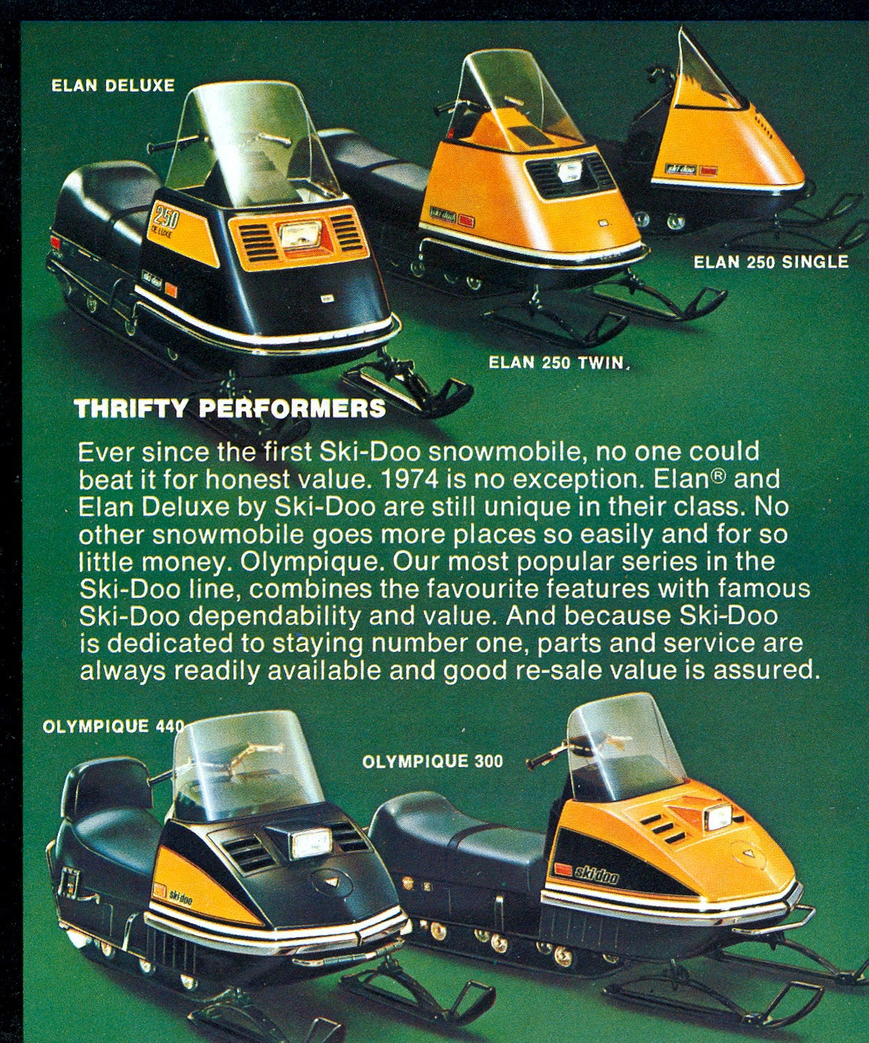 CLASSIC SNOWMOBILES OF THE PAST: 1974 ELAN & OLYMPIQUE SKI-DOO SNOWMOBILES