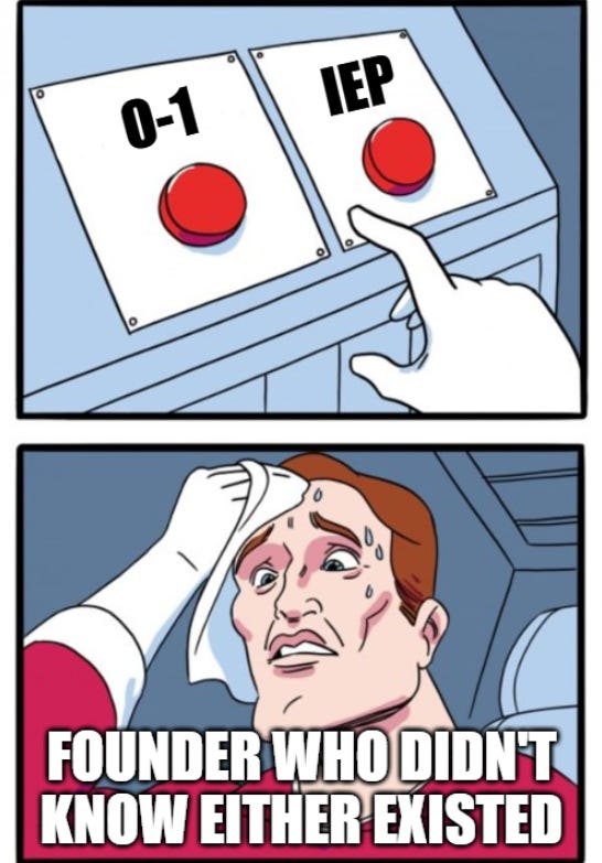 Meme showing startup founder choosing between O-1 visa and International Entrepreneur Parole highlighting confusion around US startup visas Meme showing startup founder choosing between O-1 visa and International Entrepreneur Parole highlighting confusion around US startup visas