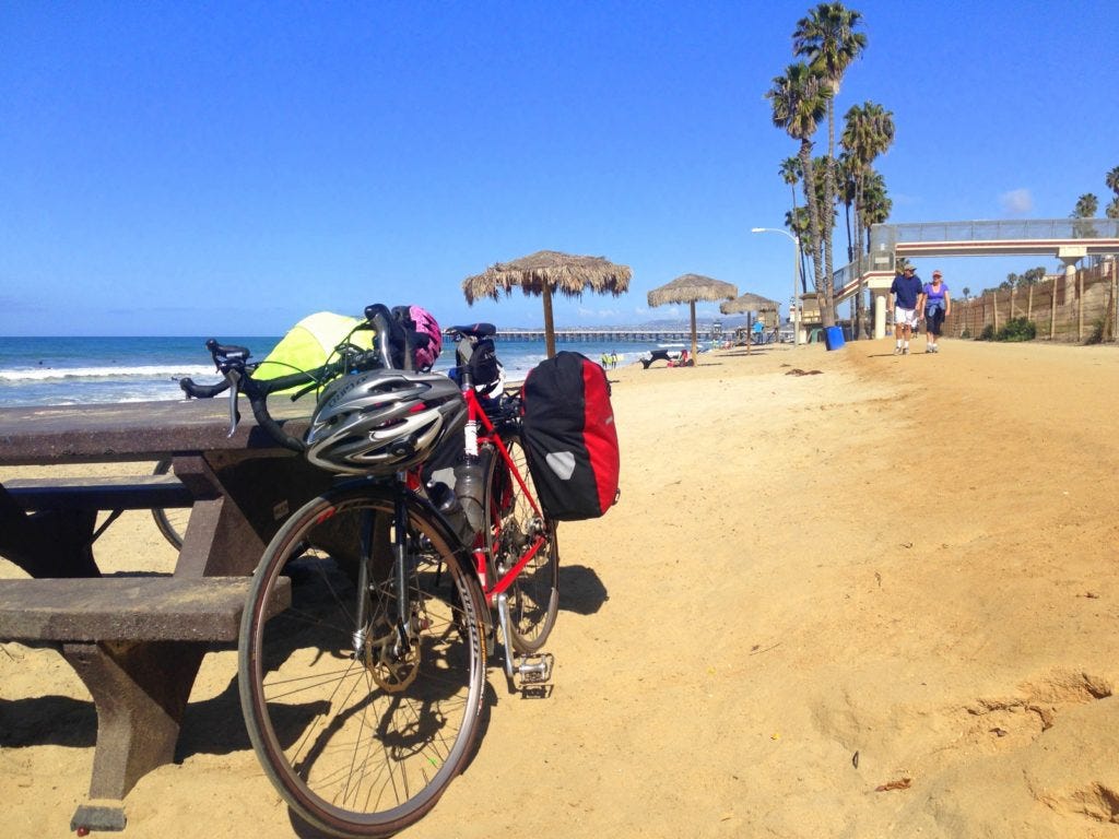 Pausing to watch surfers near San Clemente. Pausing to watch surfers near San Clemente.