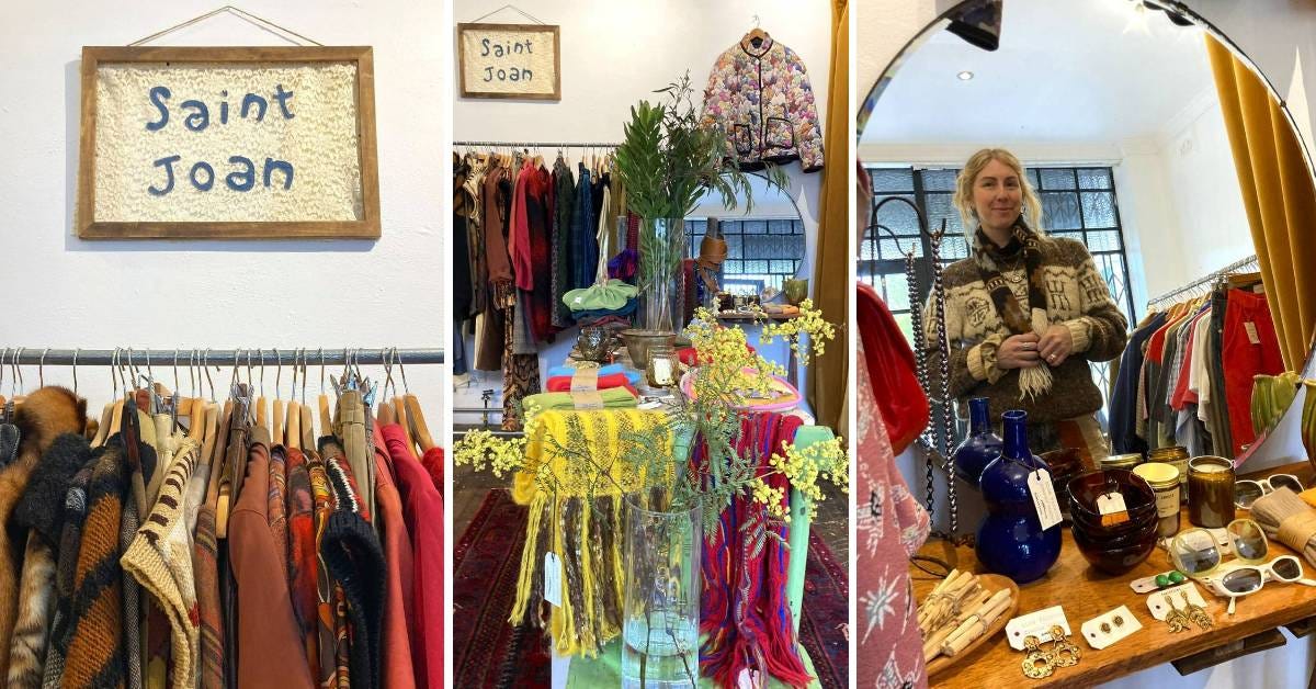 Inside Saint Joan vintage clothing store in Katoomba