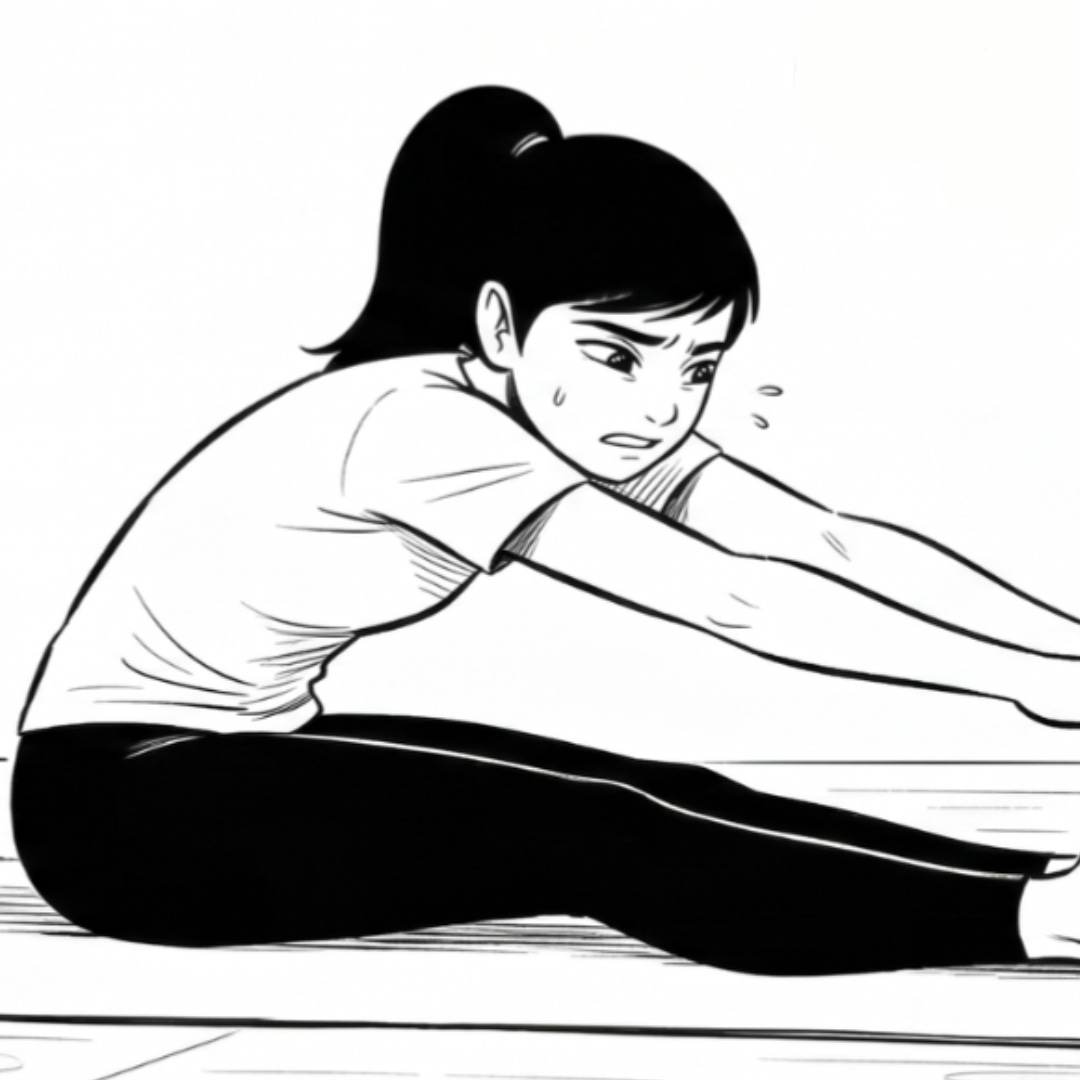 Zara stretches while Omie watches.