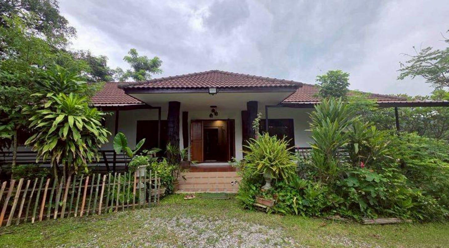 Front entrance—a beautiful sight after driving up through the forest.
