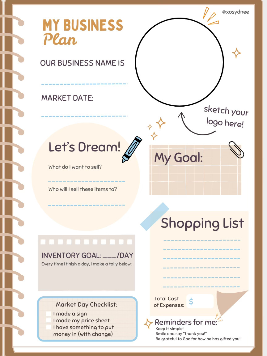 children's business plan template