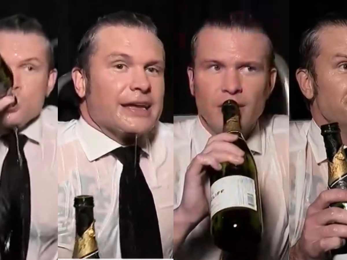Bottoms Up”— Pete Hegseth Took Swigs from Champagne Bottle, Plunged Into  the Alcoholic Beverage During Fox News Broadcast - MeidasTouch News