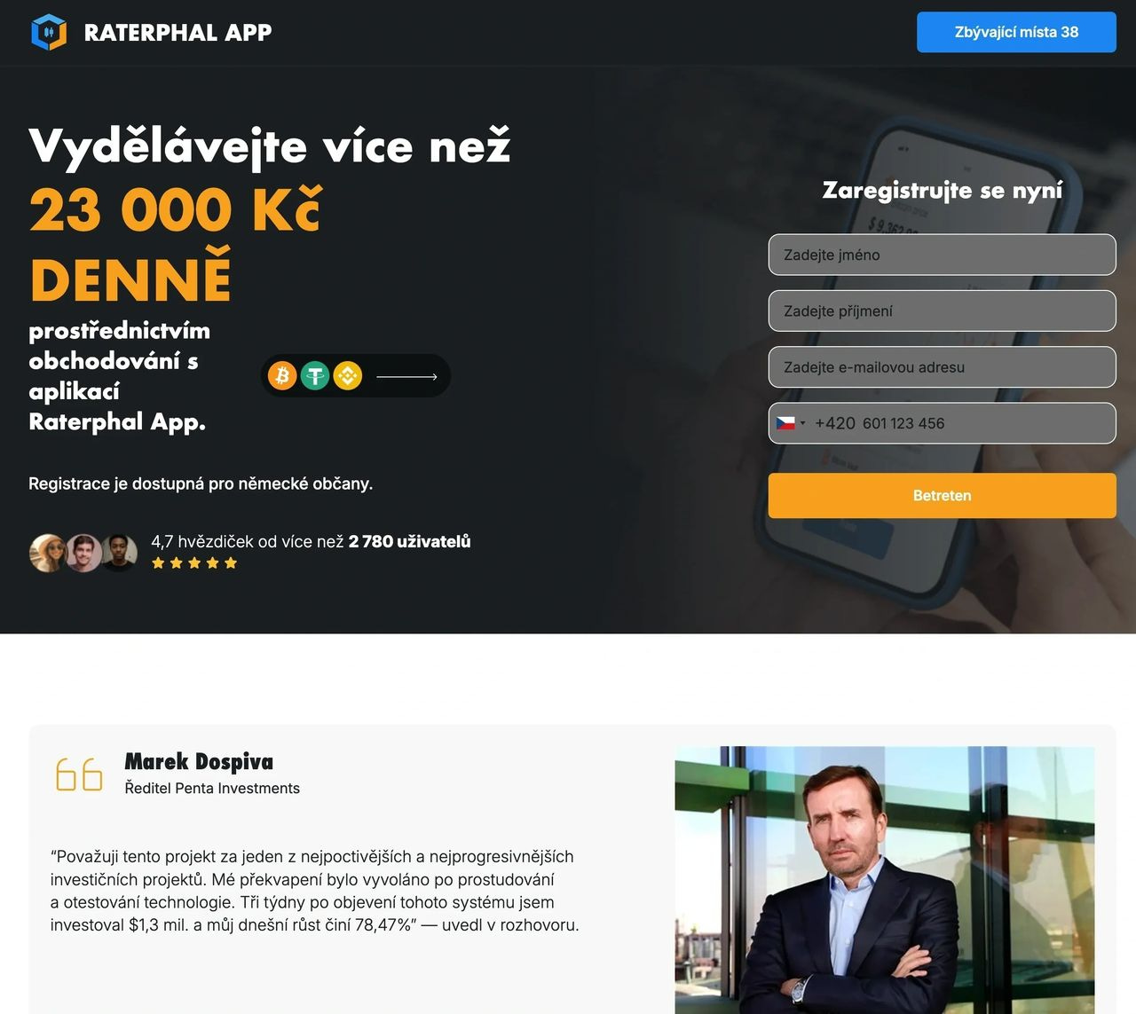 Příklad podvodné reklamy