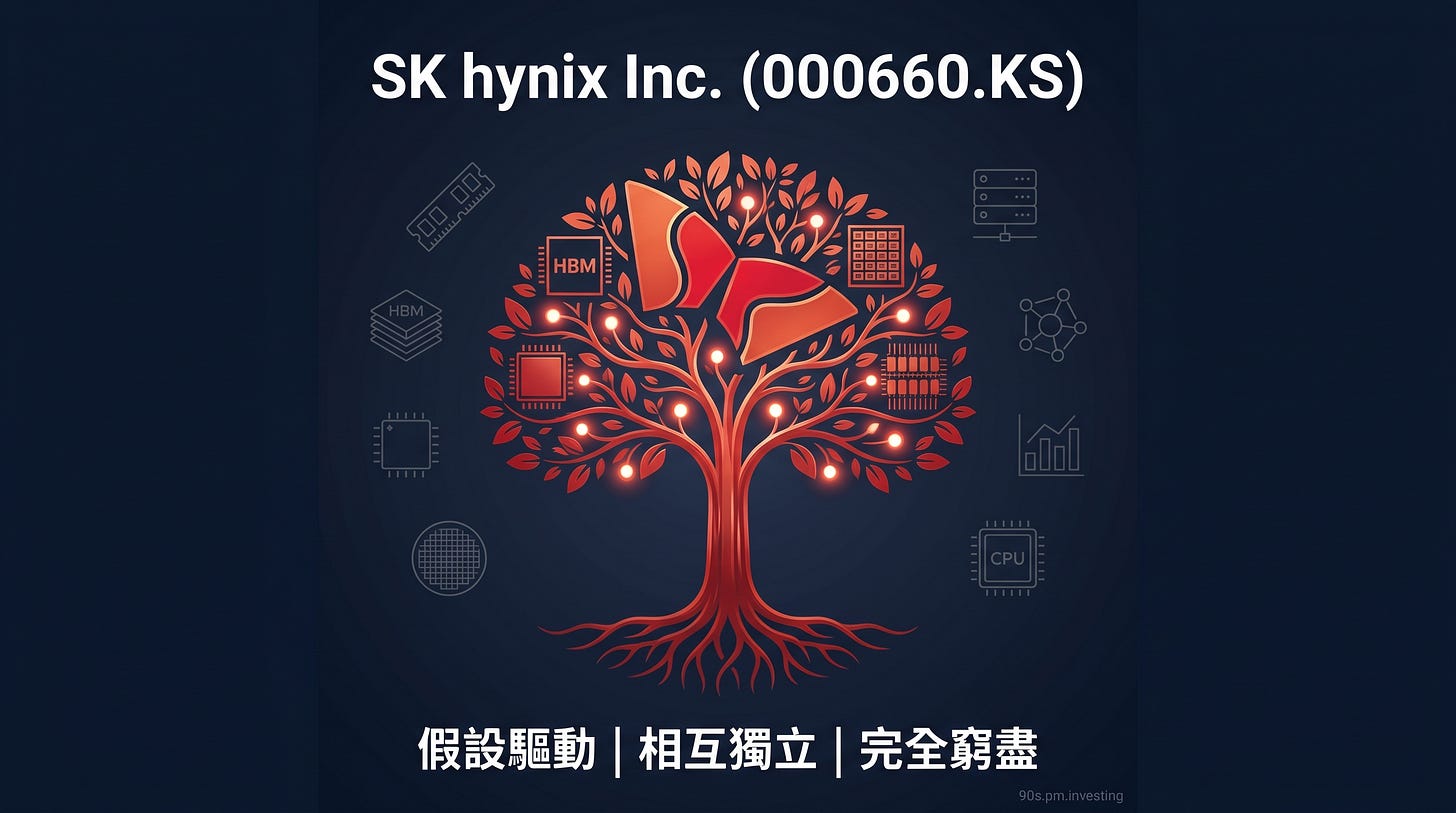 SK hynix 紅色 DRAM/HBM 樹封面，中文 MECE 標語