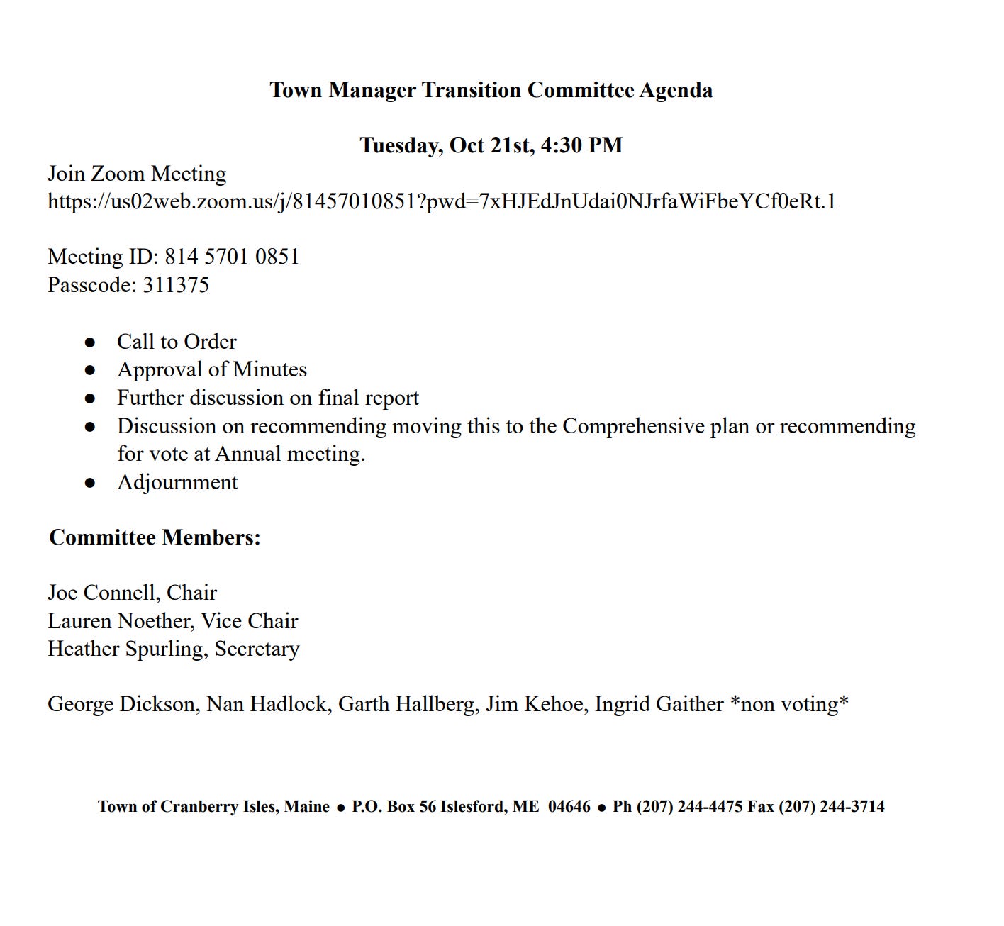 Metting In Process ON THE AGENDA: Town & School Meetings This Week.