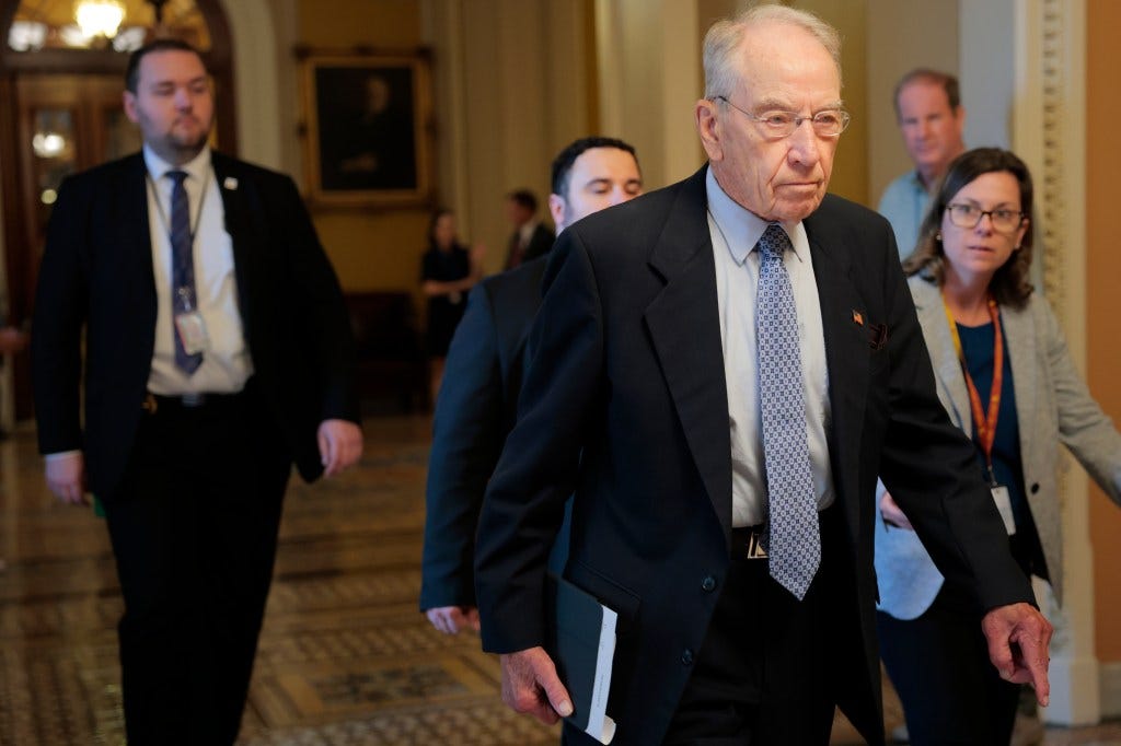 Sen. Chuck Grassley walking through the U.S. Capitol Building.