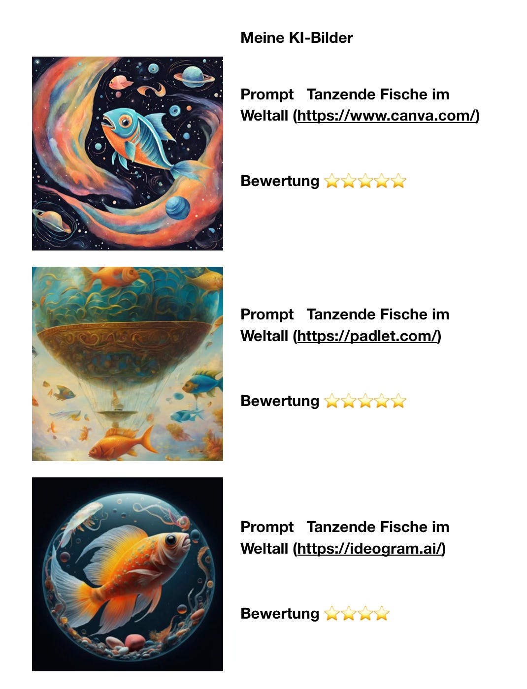 Prompt results: Tanzende Fische im Weltall